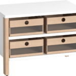LiNUS Kast met 4 arcyl-materiaalbakken, B 75,3 x D 45,7 x H 55 cm