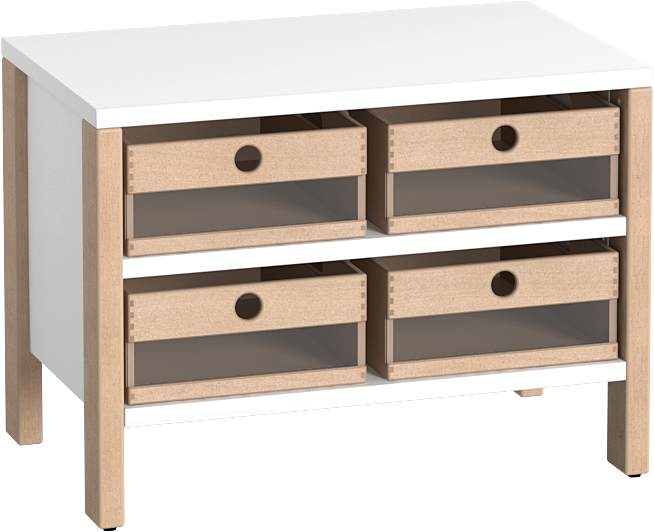 LiNUS Schappenkast met 4 arcyl-materiaalbakken - samengesteld