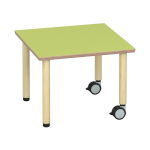 Tabulo Vierkante tafel 80 x 80 cm, houten poten wielenmix