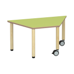 Tabulo Trapezium tafel 120 x 60 cm, houten poten wielenmix