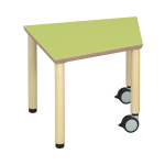 Tabulo Klaverblad tafel, houten poten wielenmix