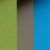 Korpus: Appelgroen (K053) - Zitvlak: Toffee bruin (K204) - Streep: Caribisch blauw (K002)