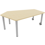 Tabulo Vijfhoek tafel groot, metalen poten wielenmix