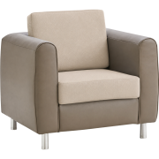Fauteuil met rug- en zitkussen, kunstleer, poederbeige