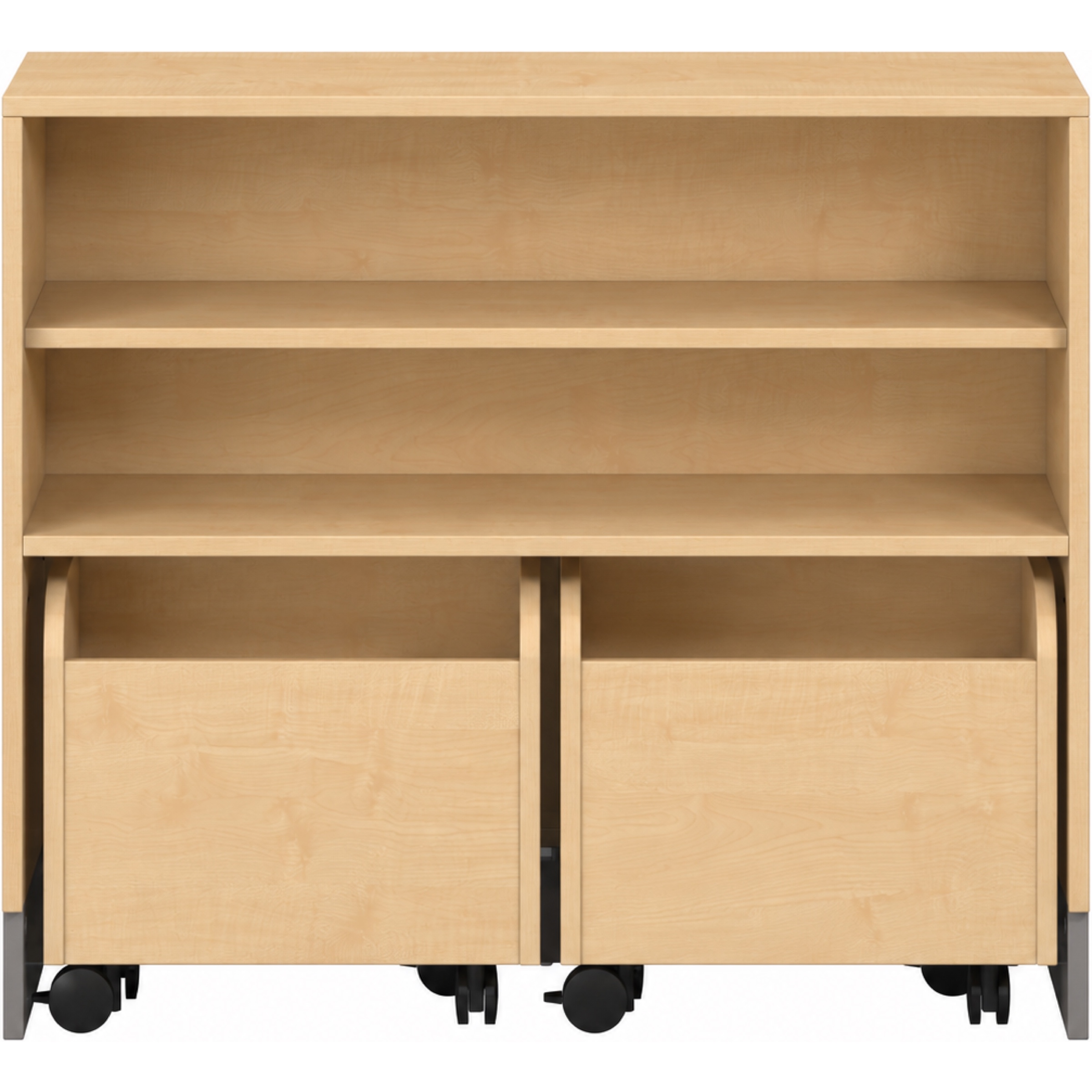 Pureo Kast voor rolbakken decor B 100 x H 87,5 x D 42 cm in ahorn – aanzicht 4
