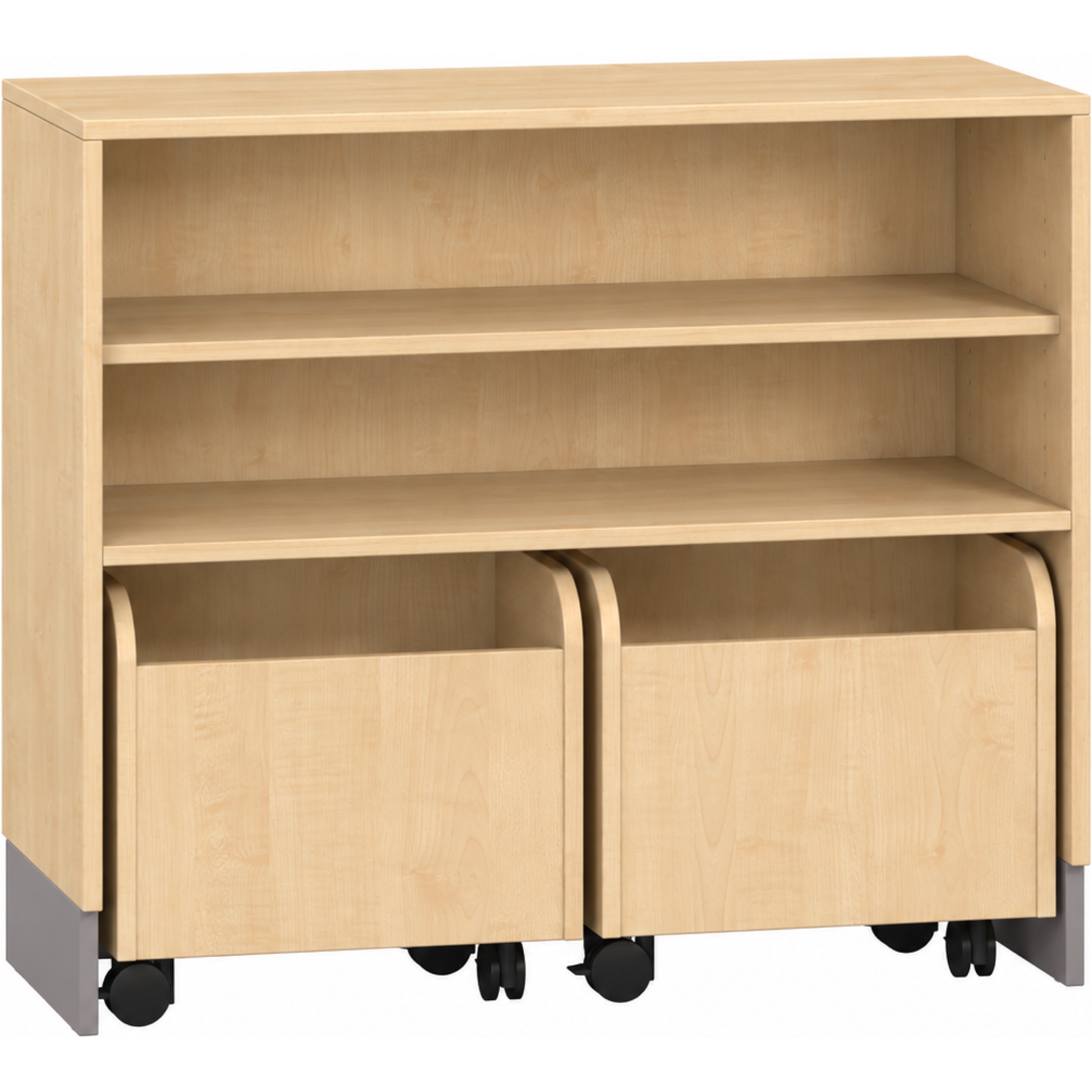Pureo Kast voor rolbakken decor B 100 x H 87,5 x D 42 cm in ahorn – aanzicht 5