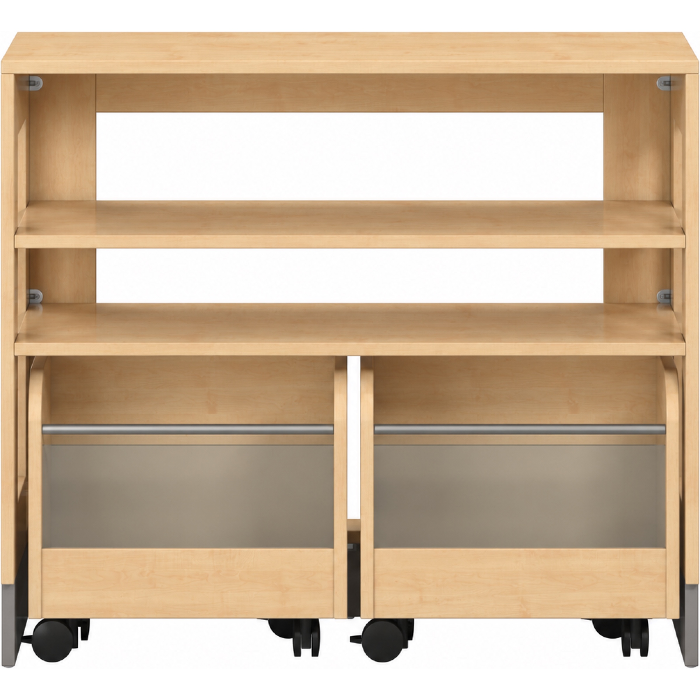 Pureo Kast voor rolbakken open decor B 100 x H 87,5 x D 42 cm in ahorn – aanzicht 4