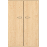 Pureo Kast met dubbele deur decor B 100 x H 150 x D 42 cm in ahorn – aanzicht 2