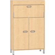 Pureo Kast met werkplek op stahoogte decor B 100 x H 150 x D 42 cm in ahorn