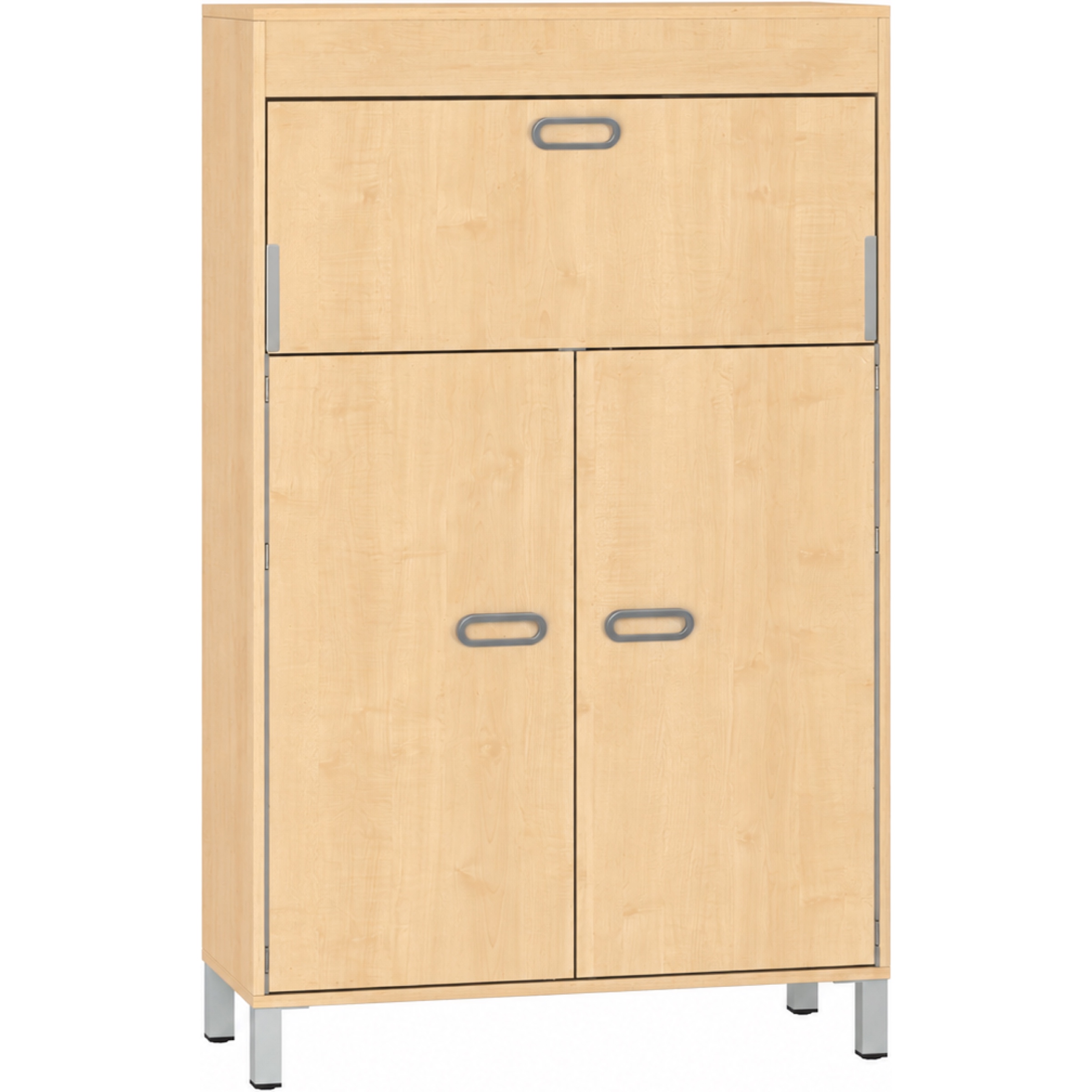 Pureo Kast met werkplek op stahoogte decor B 100 x H 150 x D 42 cm in ahorn