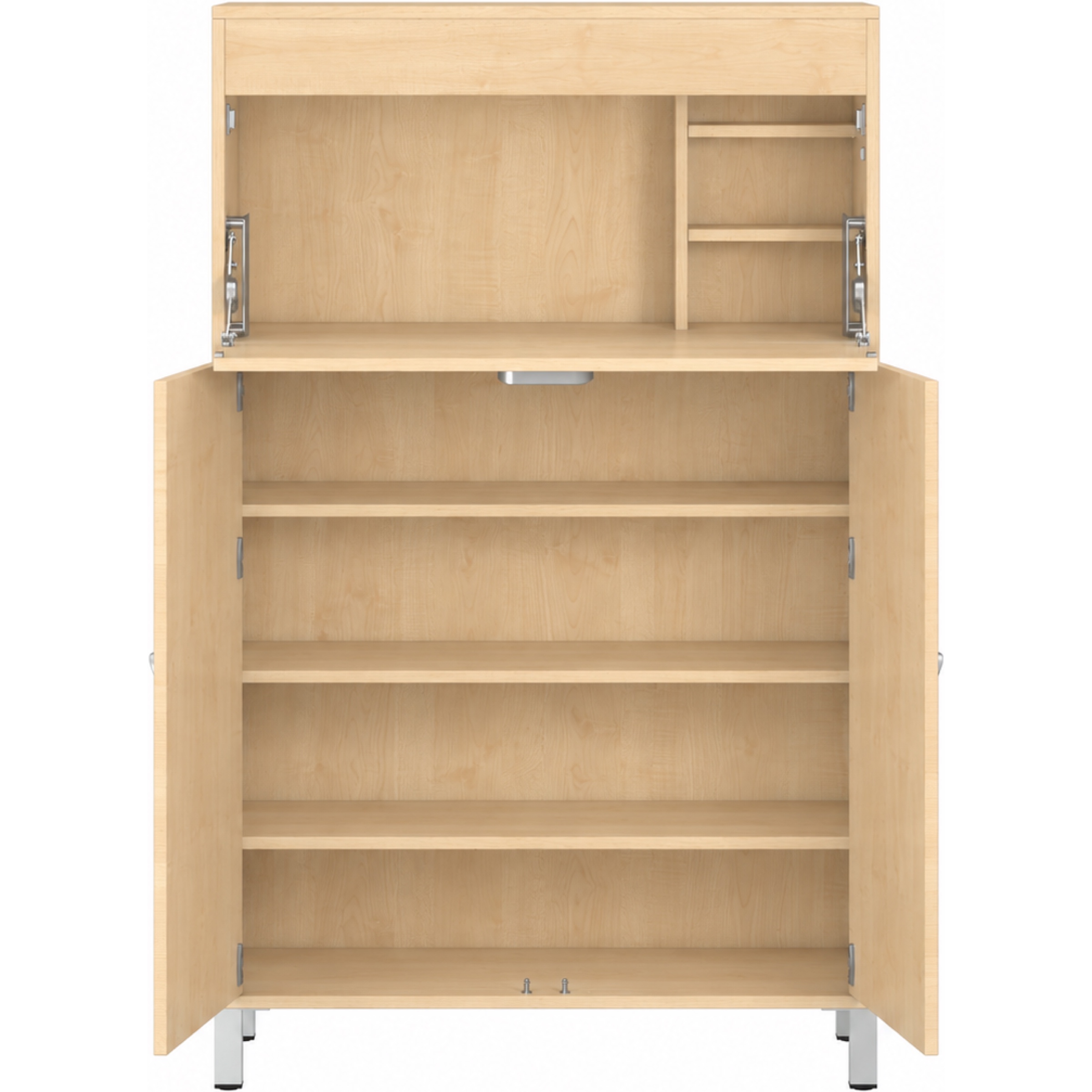 Pureo Kast met werkplek op stahoogte decor B 100 x H 150 x D 42 cm in ahorn – aanzicht 5