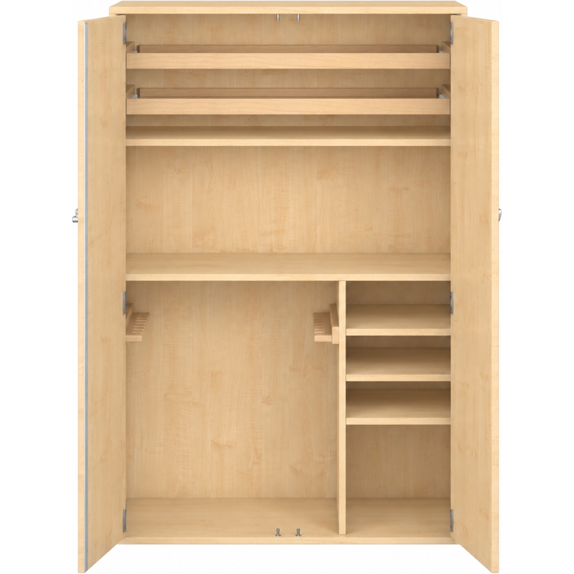 Pureo Muziekkast met 2 rolbodems decor B 100 x H 150 x D 60 cm in ahorn – aanzicht 3