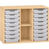 Pureo Kast voor materiaalbakken decor B 100 x D 42 x H 75 cm in ahorn – aanzicht 4