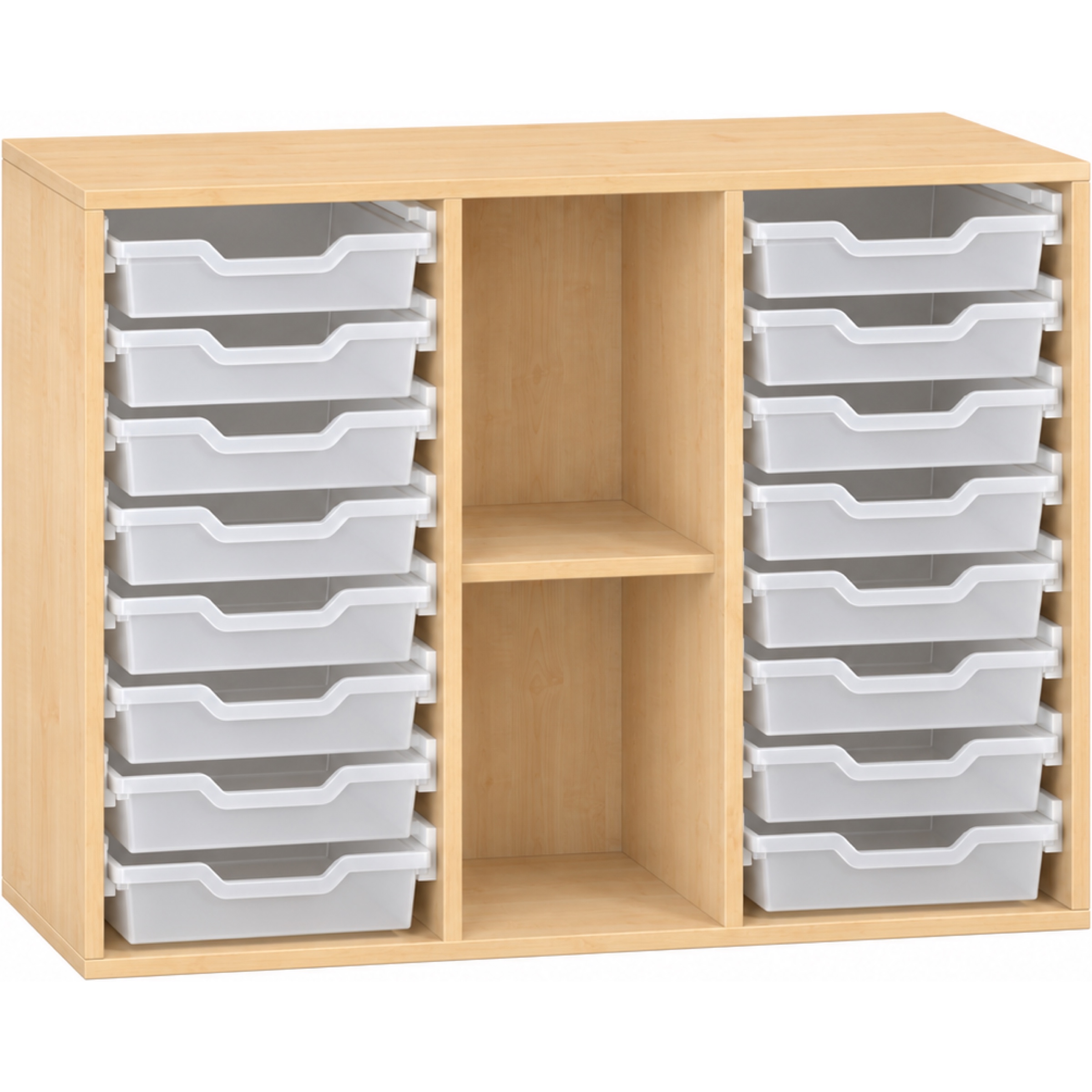Pureo Kast voor materiaalbakken decor B 100 x D 42 x H 75 cm in ahorn – aanzicht 4