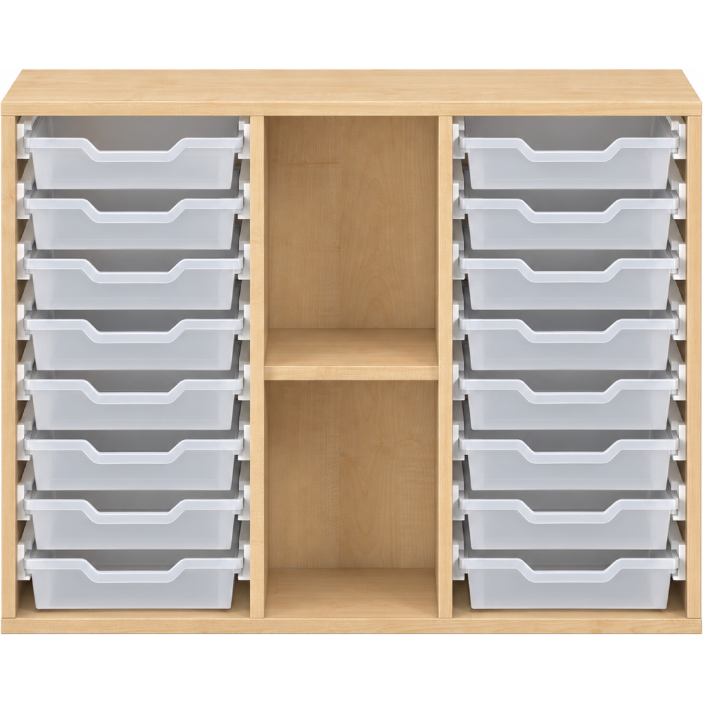 Pureo Kast voor materiaalbakken decor B 100 x D 42 x H 75 cm in ahorn – aanzicht 5