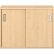 Pureo Kast met schuifdeuren decor B 100 x D 42 x H 75 cm in ahorn – aanzicht 2