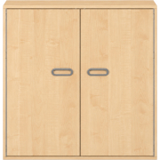 Pureo Kast met dubbele deur decor B 100 x D 42 x H 100 cm in ahorn – aanzicht 2