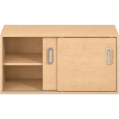 Pureo Kast met schuifdeuren decor B 100 x D 60 x H 50 cm in ahorn – aanzicht 3