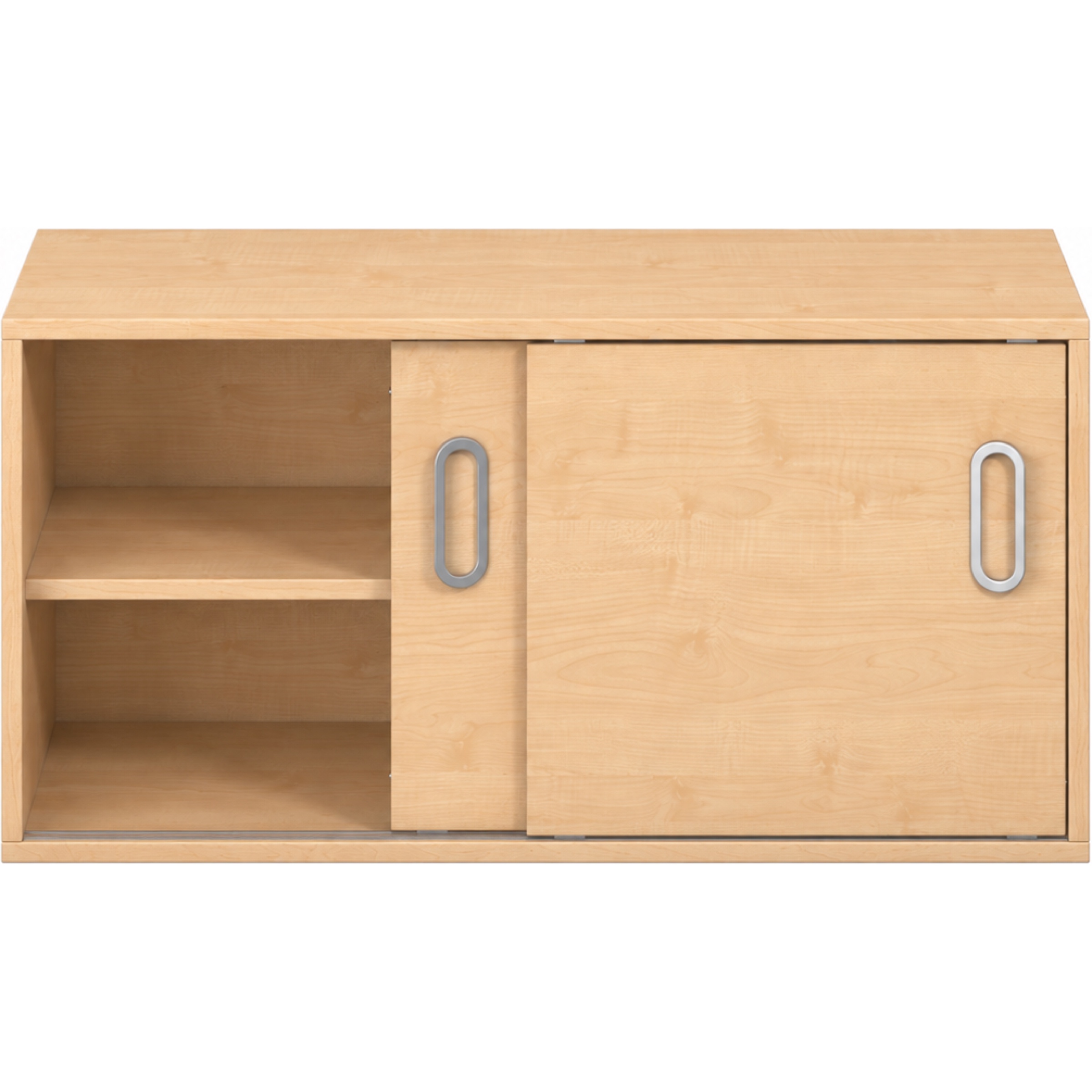 Pureo Kast met schuifdeuren decor B 100 x D 60 x H 50 cm in ahorn – aanzicht 3