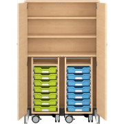 Pureo Materiaalkast met rolwagens decor B 100 x H 162,5 x D 60 cm in ahorn – aanzicht 2
