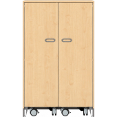 Pureo Materiaalkast met rolwagens decor B 100 x H 162,5 x D 60 cm in ahorn – aanzicht 3