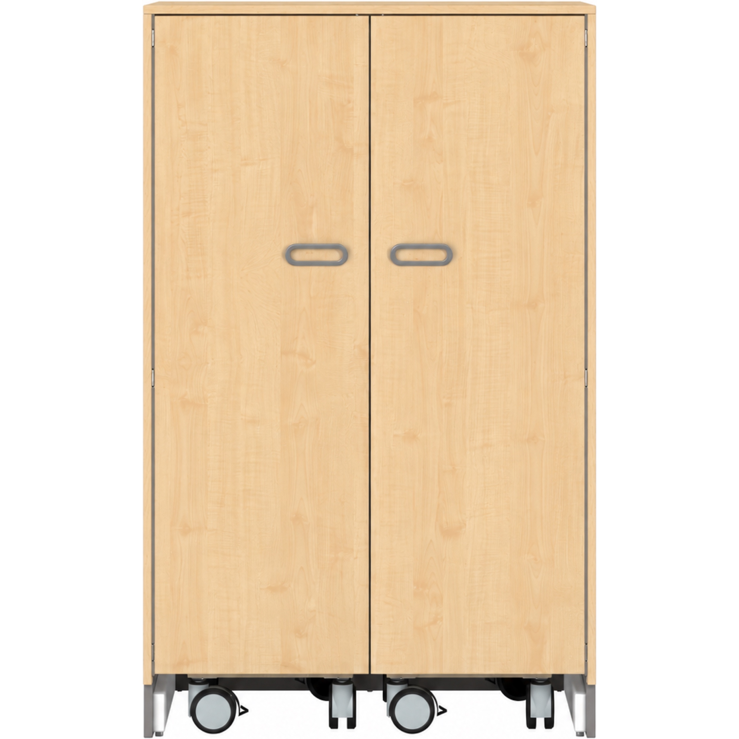 Pureo Materiaalkast met rolwagens decor B 100 x H 162,5 x D 60 cm in ahorn – aanzicht 3