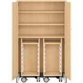 Pureo Materiaalkast met rolwagens decor B 100 x H 162,5 x D 60 cm in ahorn – aanzicht 4