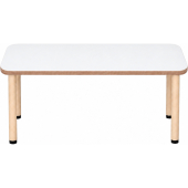 Tabulo Rechthoekige tafel 140 x 70 cm, houten poten in wit – aanzicht 2