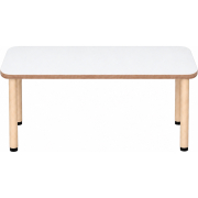 Tabulo Rechthoekige tafel 140 x 70 cm, houten poten in wit – aanzicht 2