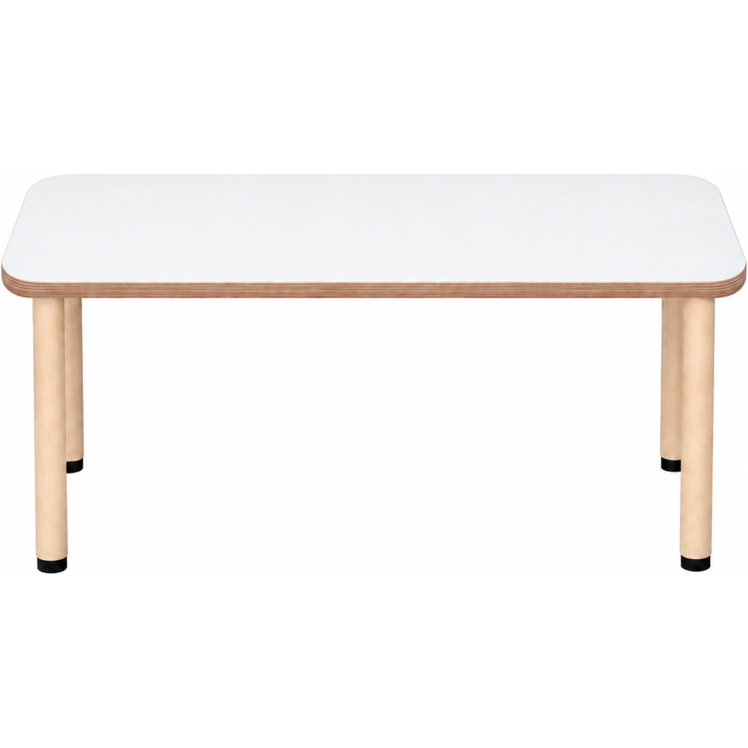 Tabulo Rechthoekige tafel 140 x 70 cm, houten poten in wit – aanzicht 2