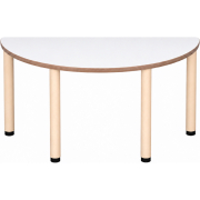 Tabulo Halfronde tafel Ø 120 cm, houten poten in wit – aanzicht 2