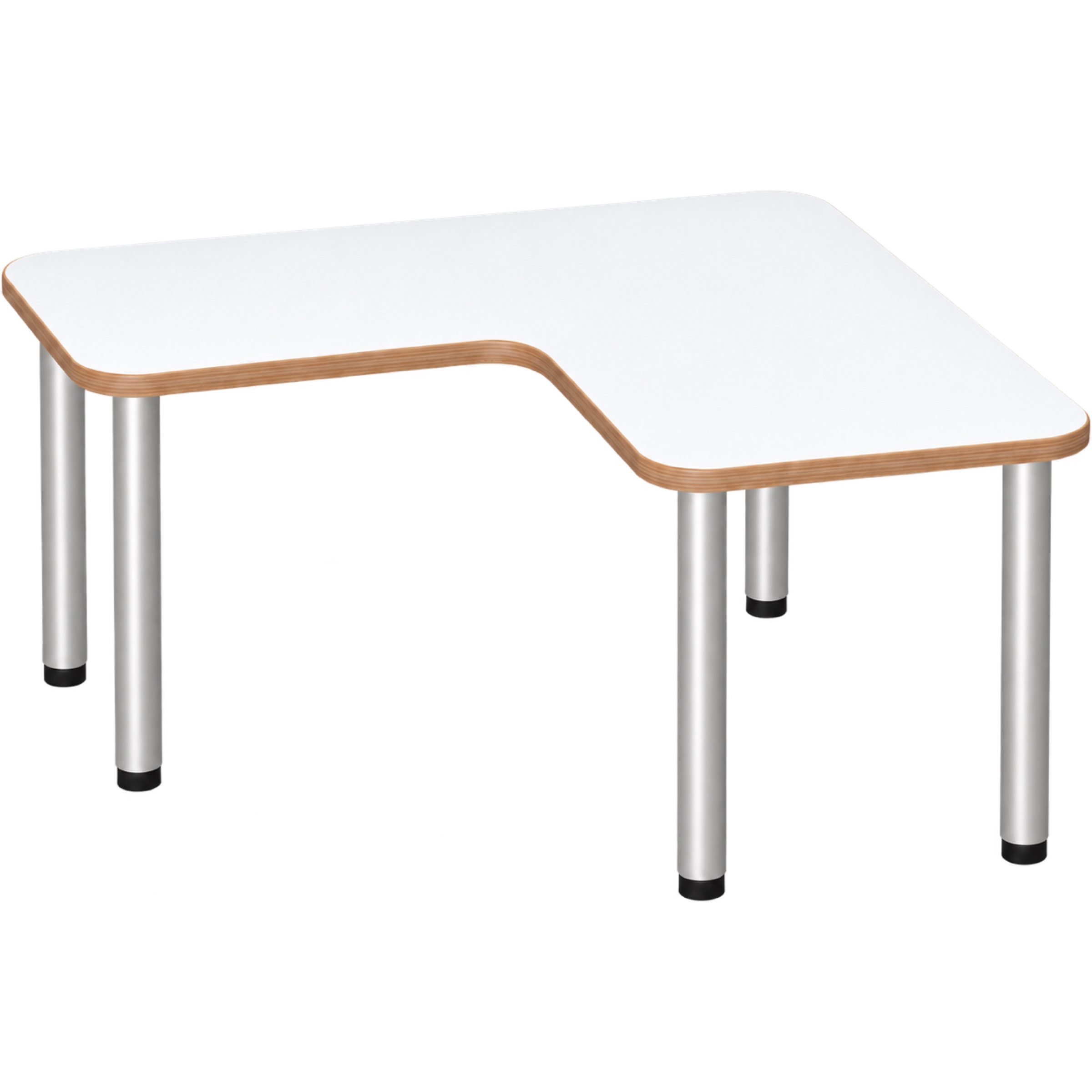 Tabulo Hoek tafel 120 x 120 cm, metalen poten in wit – aanzicht 2
