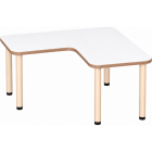 Tabulo Hoek tafel 120 x 120 cm, houten poten in wit