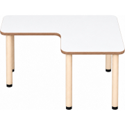 Tabulo Hoek tafel 120 x 120 cm, houten poten in wit – aanzicht 2