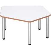 Tabulo Vijfhoek tafel klein, metalen poten in wit