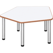 Tabulo Vijfhoek tafel klein, metalen poten in wit – aanzicht 2