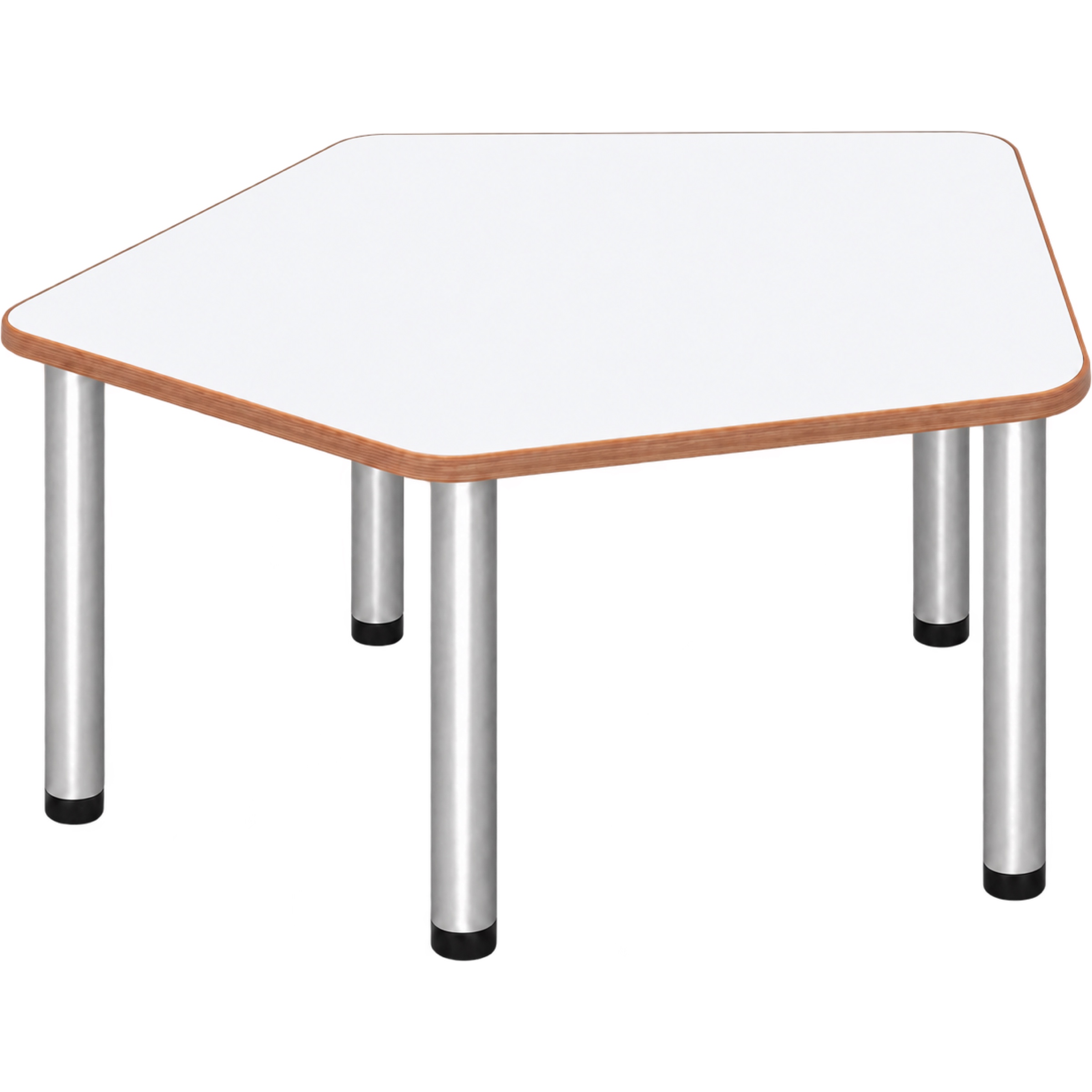 Tabulo Vijfhoek tafel klein, metalen poten in wit – aanzicht 2