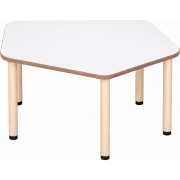 Tabulo Vijfhoek tafel klein, houten poten in wit – aanzicht 2